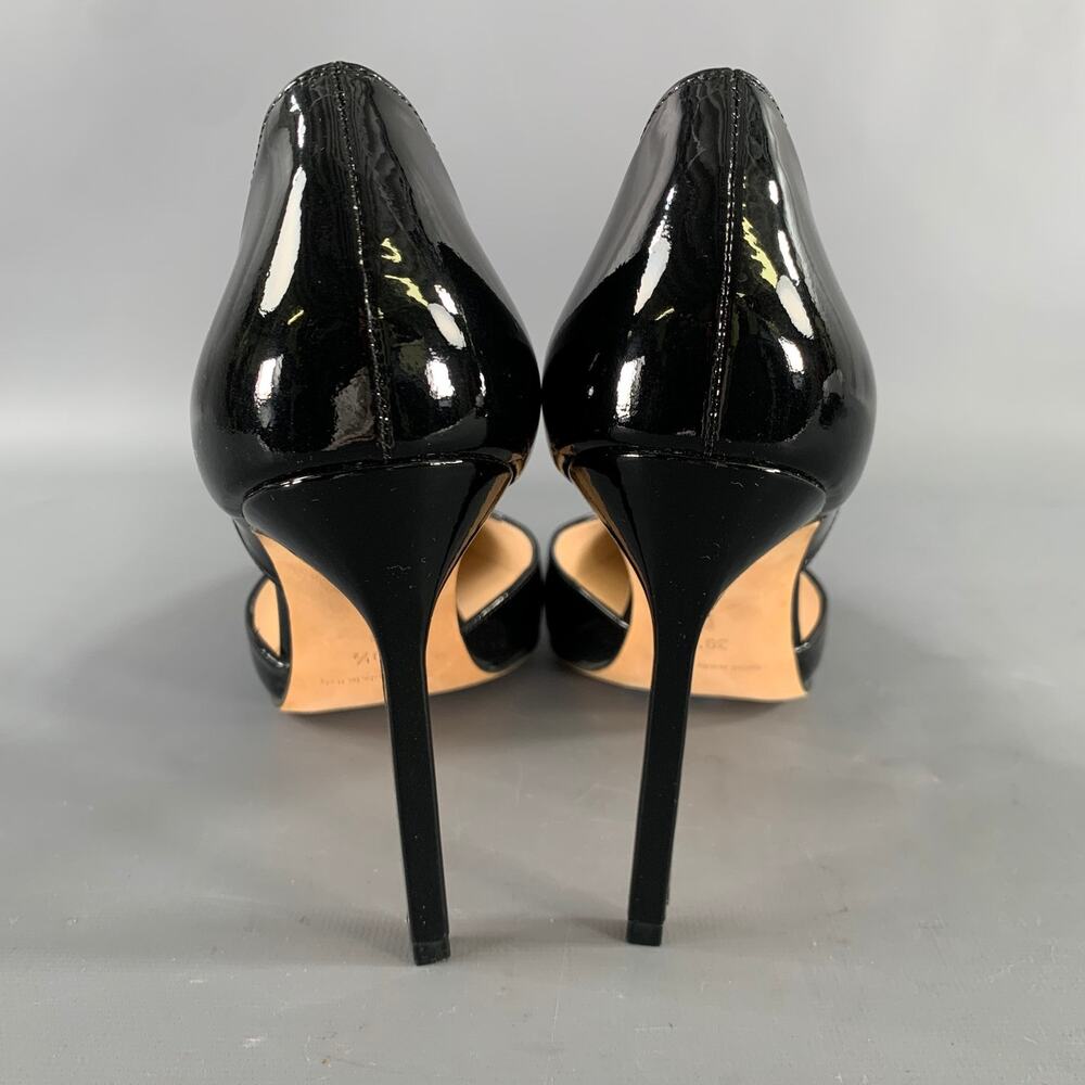 MANOLO BLAHNIK Size 9.5 Black Patent Leather Two Tone Pointed Toe Pumps - Picture 3 of 8